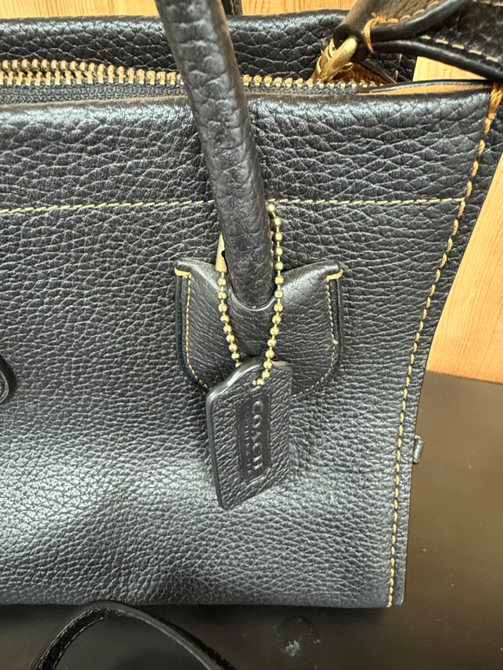 Coach Black Pebbled Leather Satchel with Gold Hardware - Picture 2 of 14
